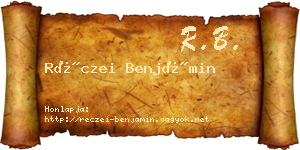Réczei Benjámin névjegykártya